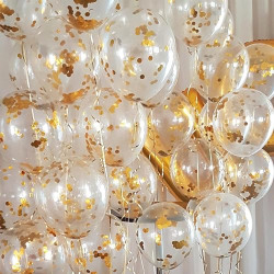JUST PARTY GOLDEN CONFETTI BALLOONS FOR DECORATION - PACK OF 10 TRANSP