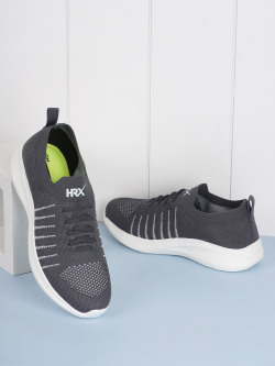 HRX BY HRITHIK ROSHAN MEN GREY & WHITE STRIPED CONTRAST SOLE SLIP ON S