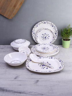 CDI WHITE SINGLE COATING HIGH FINISH MELAMINE 33 PIECES PRINTED DINNER