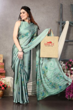 MIRCHI FASHION PRINTED, FLORAL PRINT DAILY WEAR CHIFFON SAREE(LIGHT GR
