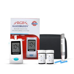 RGB GLUCOBUDDY GLUCOMETER AC 300 WITH 50 GLUCOMETER STRIPS | RGB SUGAR