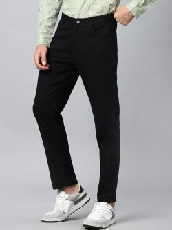 HUBBERHOLME MEN SMART TAPERED FIT EASY WASH MID-RISE TROUSERS