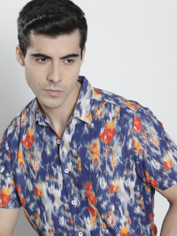 The Indian Garage Co Men Blue Abstract Printed Casual Shirt