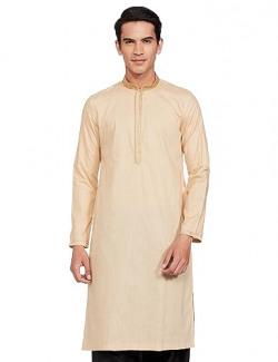 MANTHAN MEN'S KURTA, MANDARIN COLLAR FULL SLEEVES ETHNIC KNEE LENGTH K