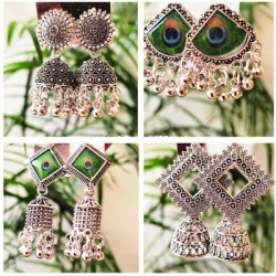 Desi Jhumka 4 Pair Earrings for Women jhumki Earrings Combo, oxidised