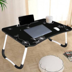 LAVELX WOOD PORTABLE LAPTOP TABLE(FINISH COLOR - FLOWER BLACK, PRE ASS