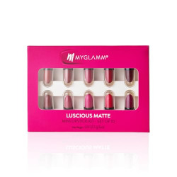 MyGlamm Luscious Matte Mini Lipstick Kit - Set of 10 | Long Lasting, C