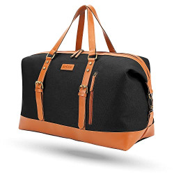 AIRCASE CANVAS SLING DUFFLE BAG WITH PU LEATHER, DETACHABLE SHOULDER S
