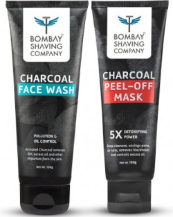BOMBAY SHAVING COMPANY CHARCOAL FACE WASH & PEEL OFF FACE MASK COMBO F