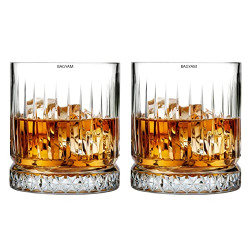 BAGYAM - CRYSTAL WHISKEY GLASS - CLEAR GLASS WHISKEY GLASSES SET OF 2,