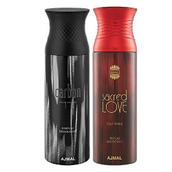 AJMAL CARBON HOMME & SACREDLOVE DEODORANT SPRAY GIFT FOR MEN & WOMEN (