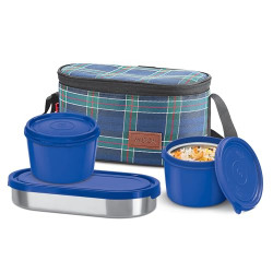 MILTON DECKER LUNCH BOX, LEAK PROOF & MICROWAVE SAFE, 3 INNER STEEL CO