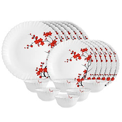 CELLO OPALWARE DAZZLE SERIES CHERRY BLOSSOM DINNER SET, 18 UNITS | OPA