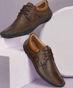 GATPAR MENS CASUAL PAERTWEAR OFFICE WEAR SHOES Lace Up For Men(Brown)