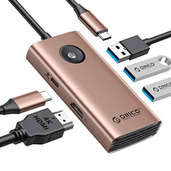 USB C Hub, ORICO 5-in-1 USB C Docking Station with 4K HDMI, 60W Power