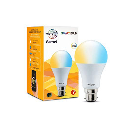 Wipro Garnet 9W B22D LED White and Yellow Smart Bulb, Pack of 1, (NS91