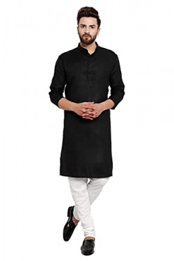 Gauri Laxmi Enterprise Men's Cotton Blend Solid Straight Kurta (PLNBLA
