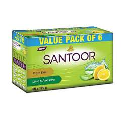 Santoor Fresh Skin Aloe Vera & Lime Bathing Soap with Nourishing & Ant