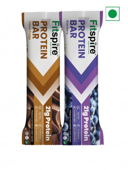 FITSPIRE Protein Bar Choco Fudge & Blueberry- 21g Each