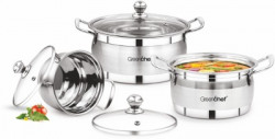 Greenchef Cook and serve 3 in 1 Induction Bottom Cookware Set(Stainles