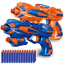 MAGICWAND PLASTIC FOAM DART GUNS WITH 16 BULLETSPACK OF 2 GUNSCOLORS A