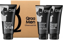 QRAA CHARCOAL KIT: CHARCOAL SCRUB, CHARCOAL FACE WASH, CHARCOAL PEEL-O