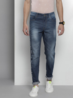 THE INDIAN GARAGE CO MEN BLUE SLIM FIT LIGHT FADE STRETCHABLE JEANS