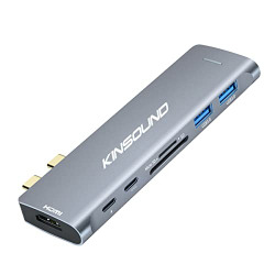 KINSOUND USB C HUB 7 IN 2 TYPE C ADAPTER WITH 4K HDMI THUNDERBOLT 3 PD
