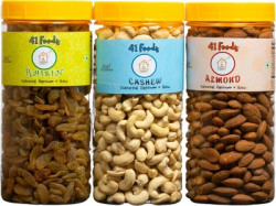 41 FOODS DRY FRUITS COMBO PACK OF CASHEWS ALMONDS RAISINS | KISMIS KAJ