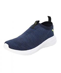 PUMA MENS SCORCH MARK SLIP ON BLAZING BLUE-LIME SQUEEZE-BLACK RUNNING