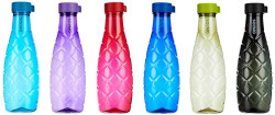 AMAZON BRAND - SOLIMO 1 LT WATER BOTTLE | MULTICOLOR | SET OF 6 (XING)