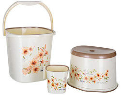 Nayasa Super Plastic Square Deluxe Bathroom Bucket with Matching Mug a
