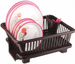 Quickmart Dish Drainer Kitchen Rack Plastic 3in1 Large Sink Set Dish R