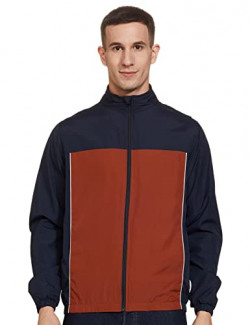 Amazon Brand - Symbol Men's Band Collar Jacket (AW20-LW-SY-08_Navy+Tan