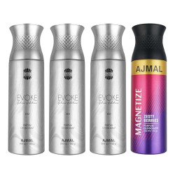 Ajmal 3 Evoke Silver Edition for Him for Men and 1 Magnetize for Men &