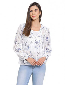 oxolloxo Women Floral Print Full Sleeves V-Neck Regular Top (Medium) O