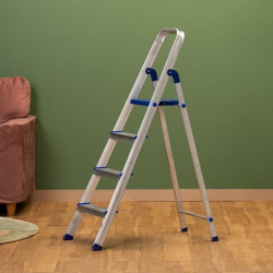 BonKaso 4 Step Foldable Aluminum Ladder for Home with Anti Skid Feet,