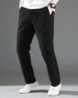 Straight Track Pants with Elasticated Drawstring Waist