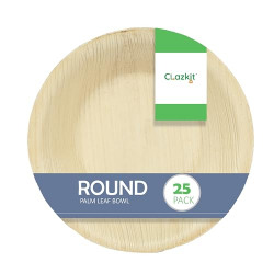 Clazkit 25 Pack Areca Palm Leaf Round Bowls | Like Wooden Bamboo | Eco