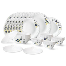 Larah by Borosil Viva Fluted Series Opalware Dinner Set | 31 Pieces fo