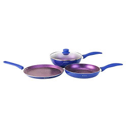 Wonderchef Blueberry Aluminium Non-stick Cookware 4 Piece Set | Fry Pa