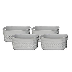 KOLORR Stitch Plastic Storage Basket Small - Daiso Grey (Pack of 4) wi