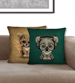 BRICK HOME Digital Printed Jute Cushion Cover for Home Dcor Set of 2 (