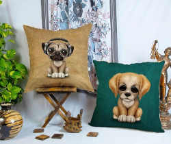 BRICK HOME DIGITAL PRINTED JUTE CUSHION COVER FOR HOME DCOR SET OF 2 (