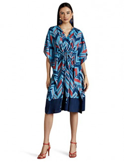 RIVER by Narendra Kumar Premium Designer Women's Geos Print Kaftan Kur
