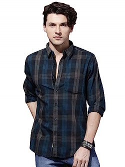 IndoPrimo Men's Regular Fit Checks Cotton Casual Shirt for Men Full Sl