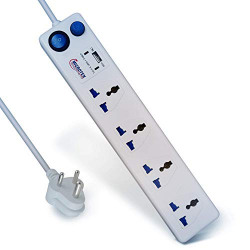 MICROTEK SPIKE GUARD WITH USB CHARGER, 1.5M EXTENSION CORD, 4 SOCKETS