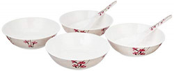 Amazon Brand - Solimo Classico Set of 4 Melamine Serving Bowls with Se