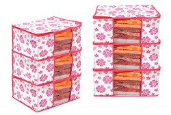 GOKRU SET OF 6 NON-WOVEN PRINTED SAREE COVER, CLOTH STORAGE, ORGANIZER