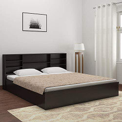 DeckUp Dusun Engineered Wood Queen Bed (Dark Wenge, Matte Finish, No B